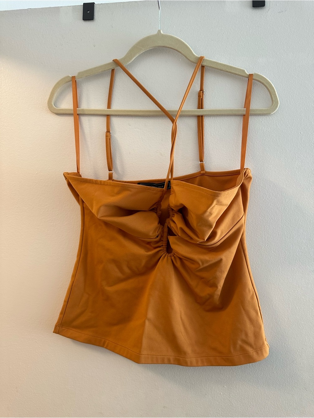 BCBGMaxAzria Rust Orange Ruched Spaghetti Strap Camisole